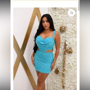 Never worn mini pearl skirt matching set from boutique